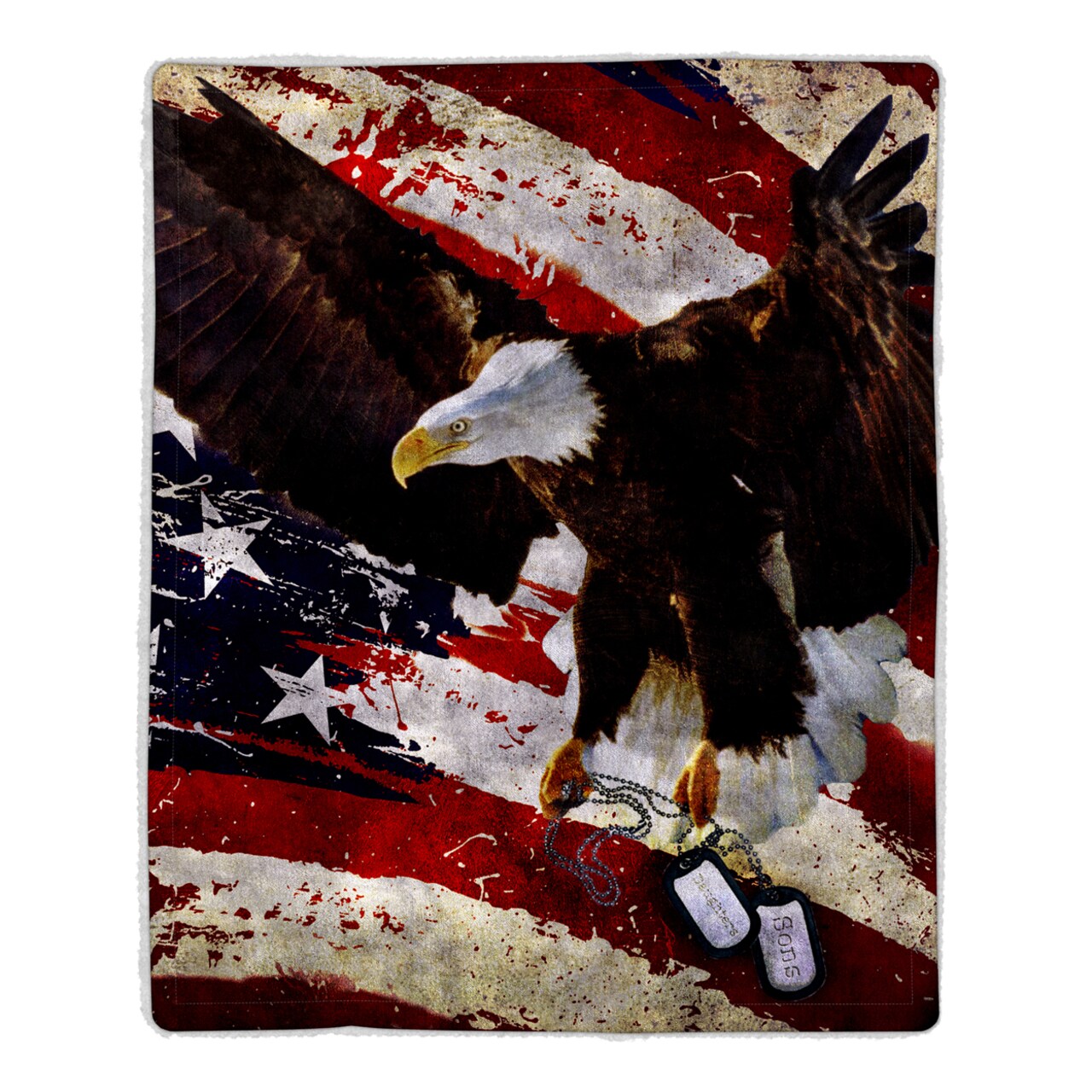 Fluffy Plush Throw Blanket 50 X 60 Inch - American Flag Bald Eagle Print Lightweight Bed Couch Plush